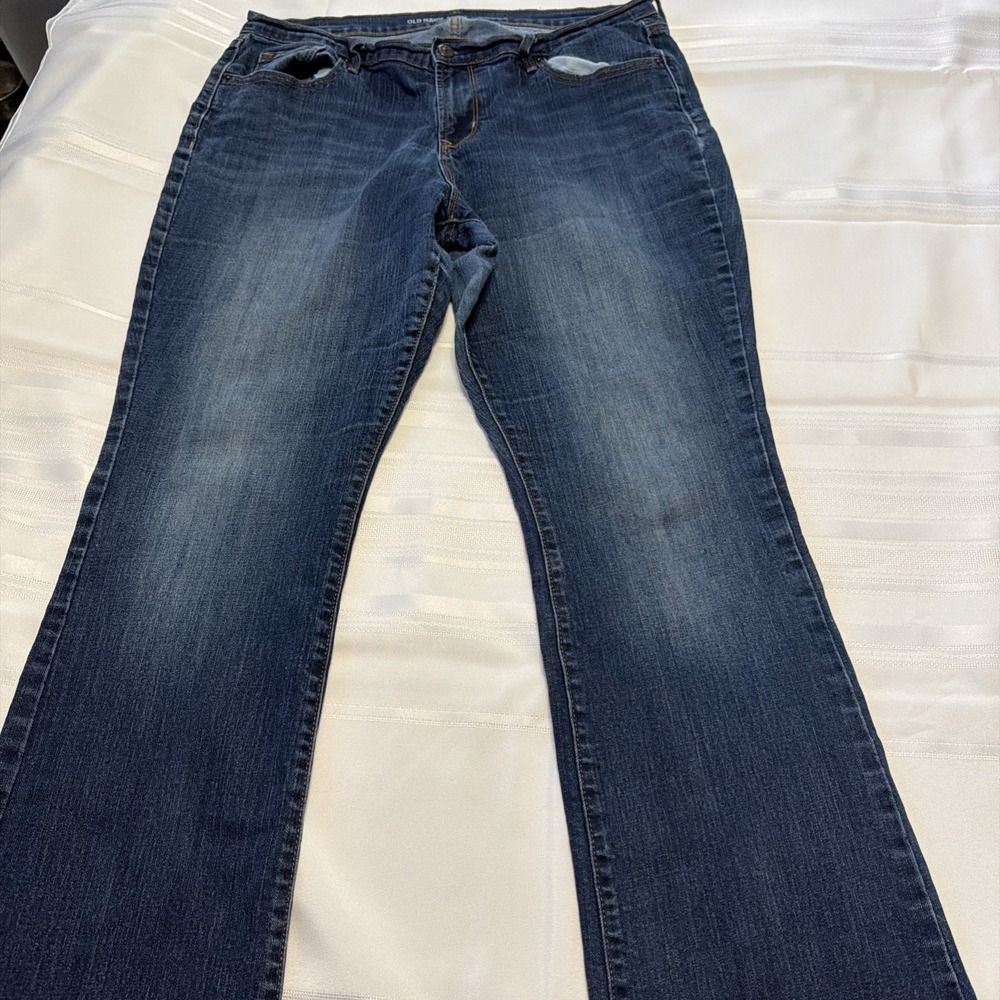 Old Navy Curvy Profile Bootcut Jeans Womens 14 Standard Dark Wash Stretch Blue